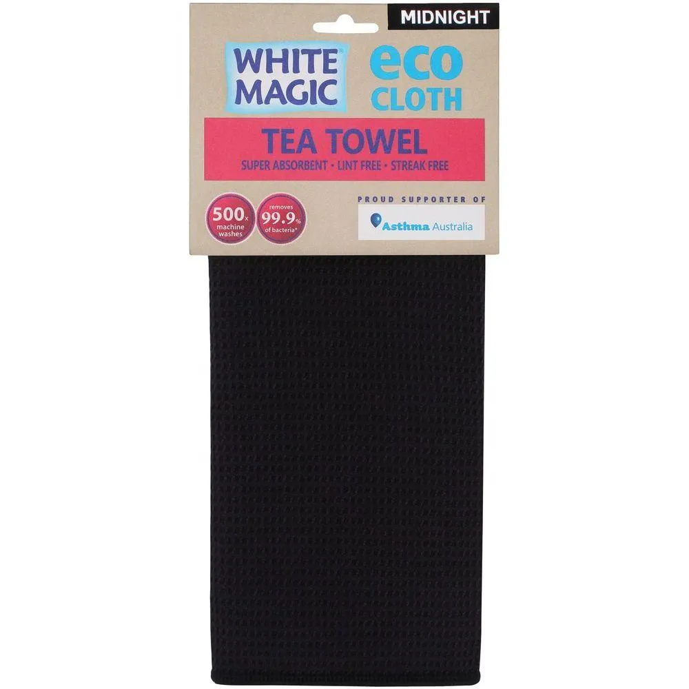 White Magic Microfibre Tea Towel Midnight