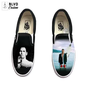 Women's size 9 Black Slip On Vans - Custom Order - Andy Irons Theme